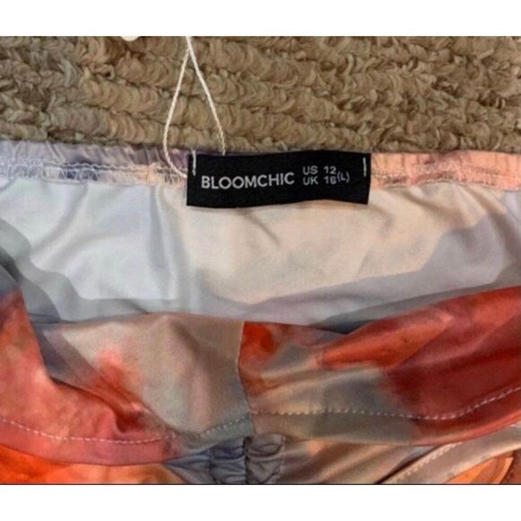 Bloomchic NWT Off the Shoulder Long Sleeve Tie Dye Bodycon Mini Party Dress - Picture 9 of 9